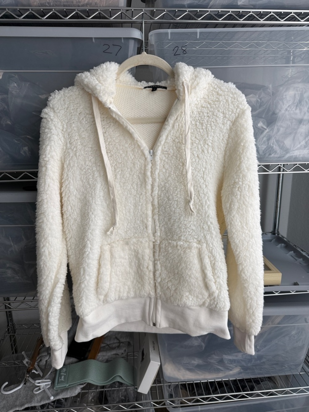 Staccato Cream Sherpa Zip-Up Hoodie Jacket